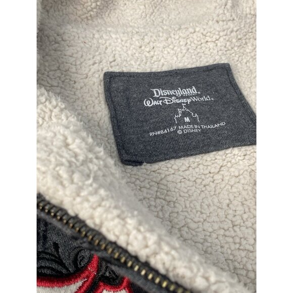 Disneyland Resort Grumpy Jacket Mens M Gray Sherpa Lined Full Zip Sweatshirt - Picture 7 of 16